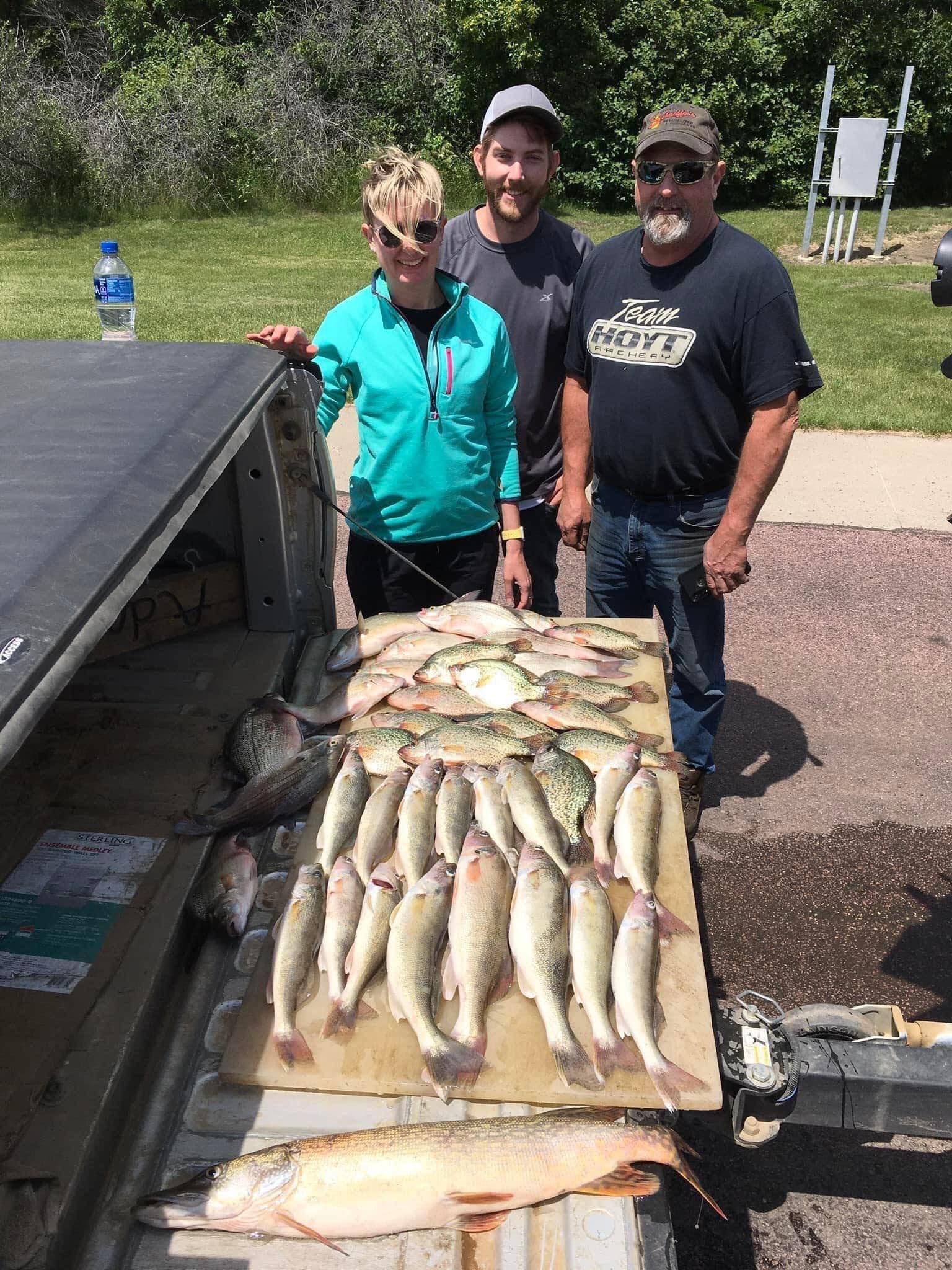 Group with days catch of walleye, Lake Thompson SD