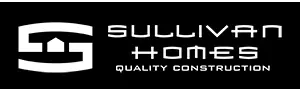 White Sullivan Homes logo on black background. The logo includes a house within a stylized S shape. The text reads "QUALITY CONSTRUCTION".