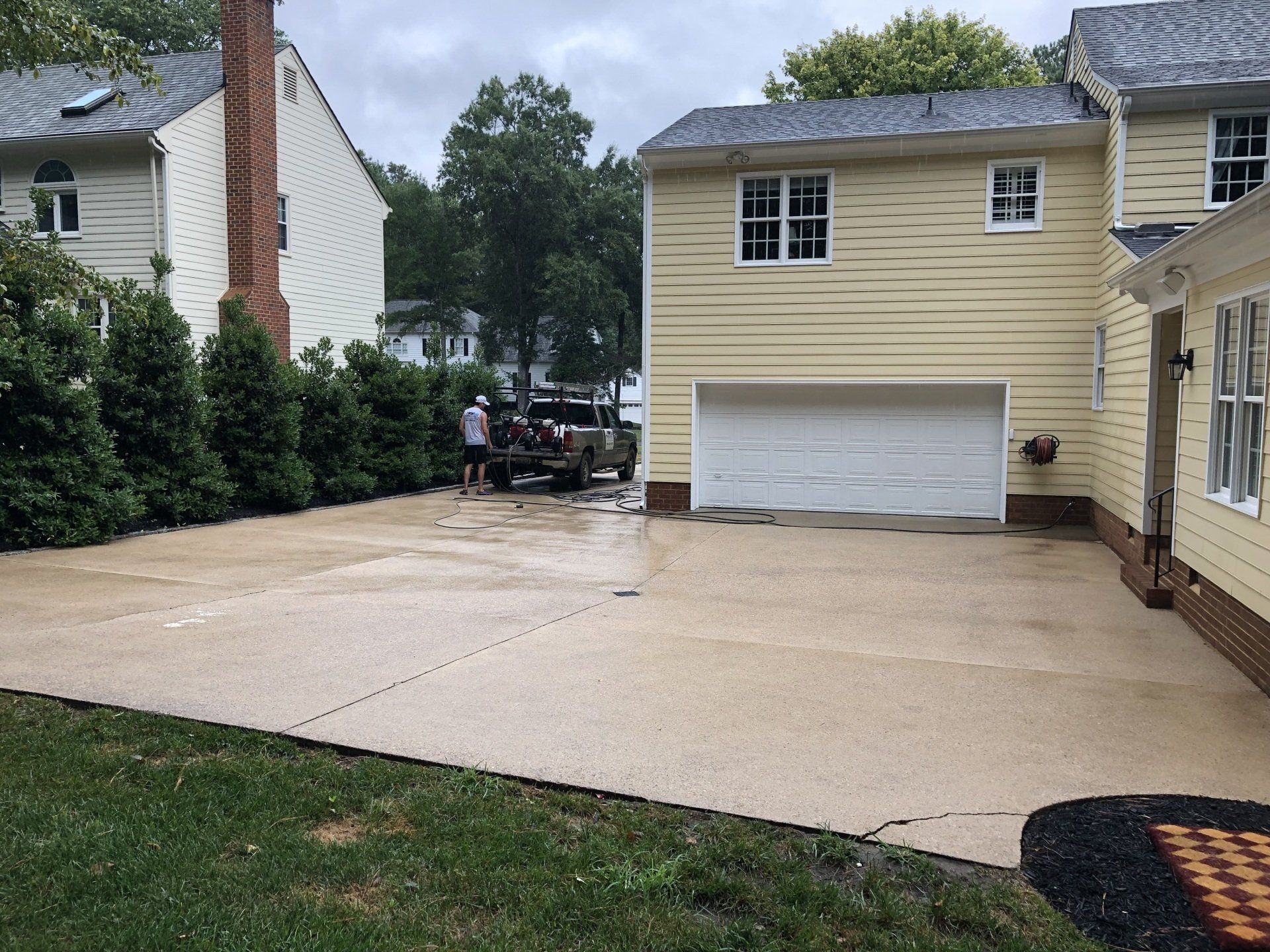 cleaned new look concrete floor outside