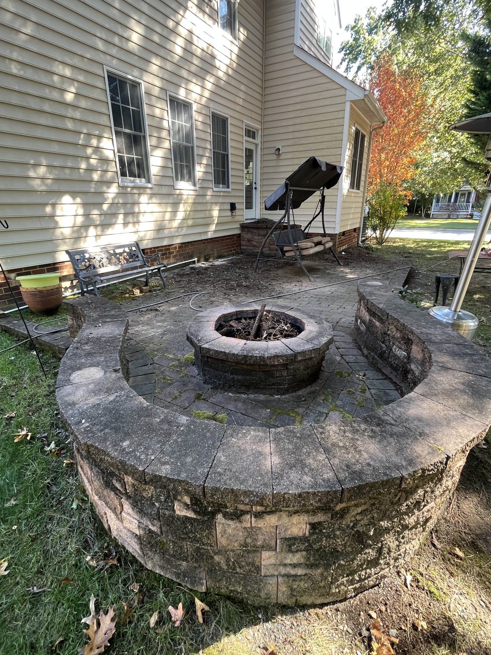 old dirty concrete fireplace outside