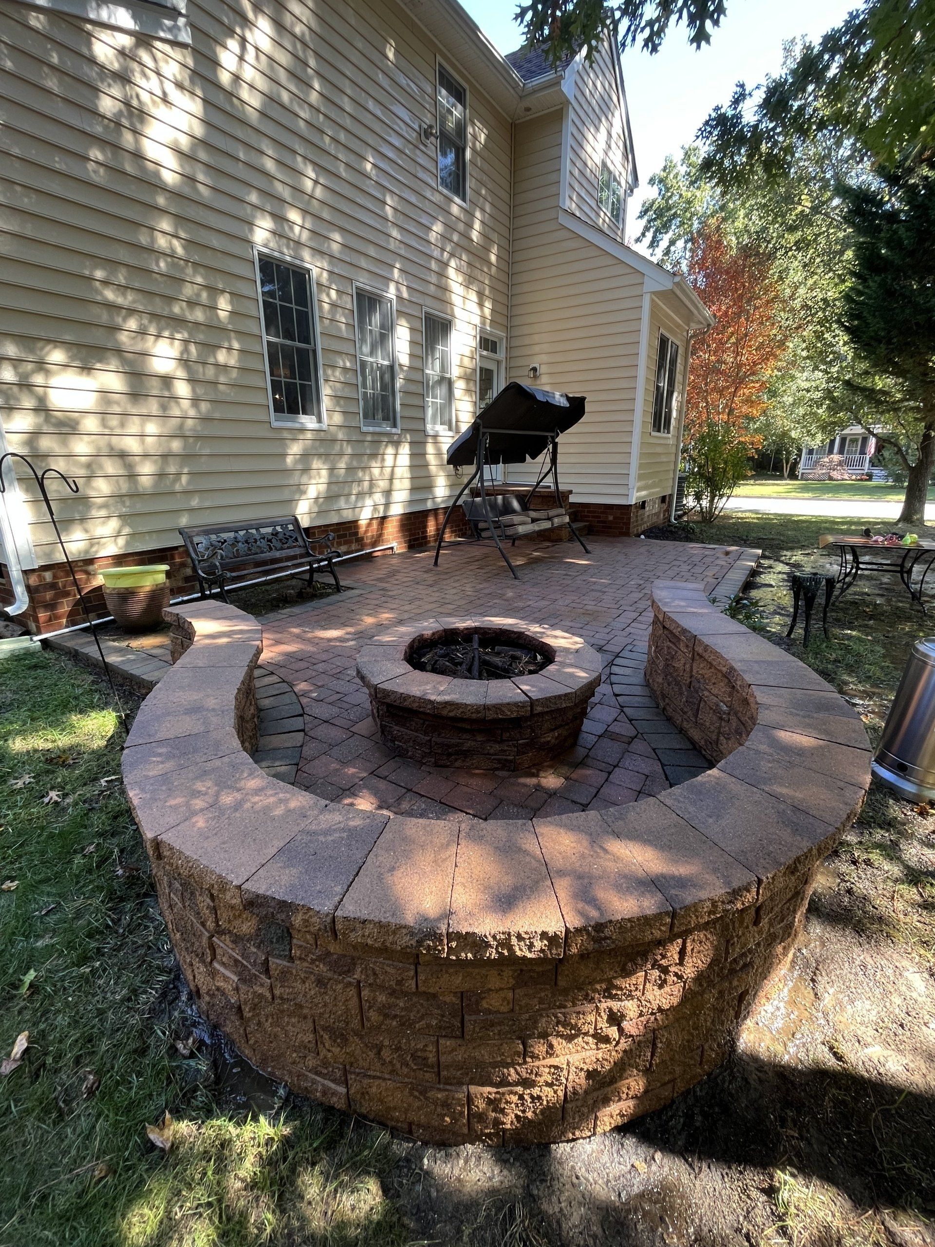cleaned new look concrete fireplace outside
