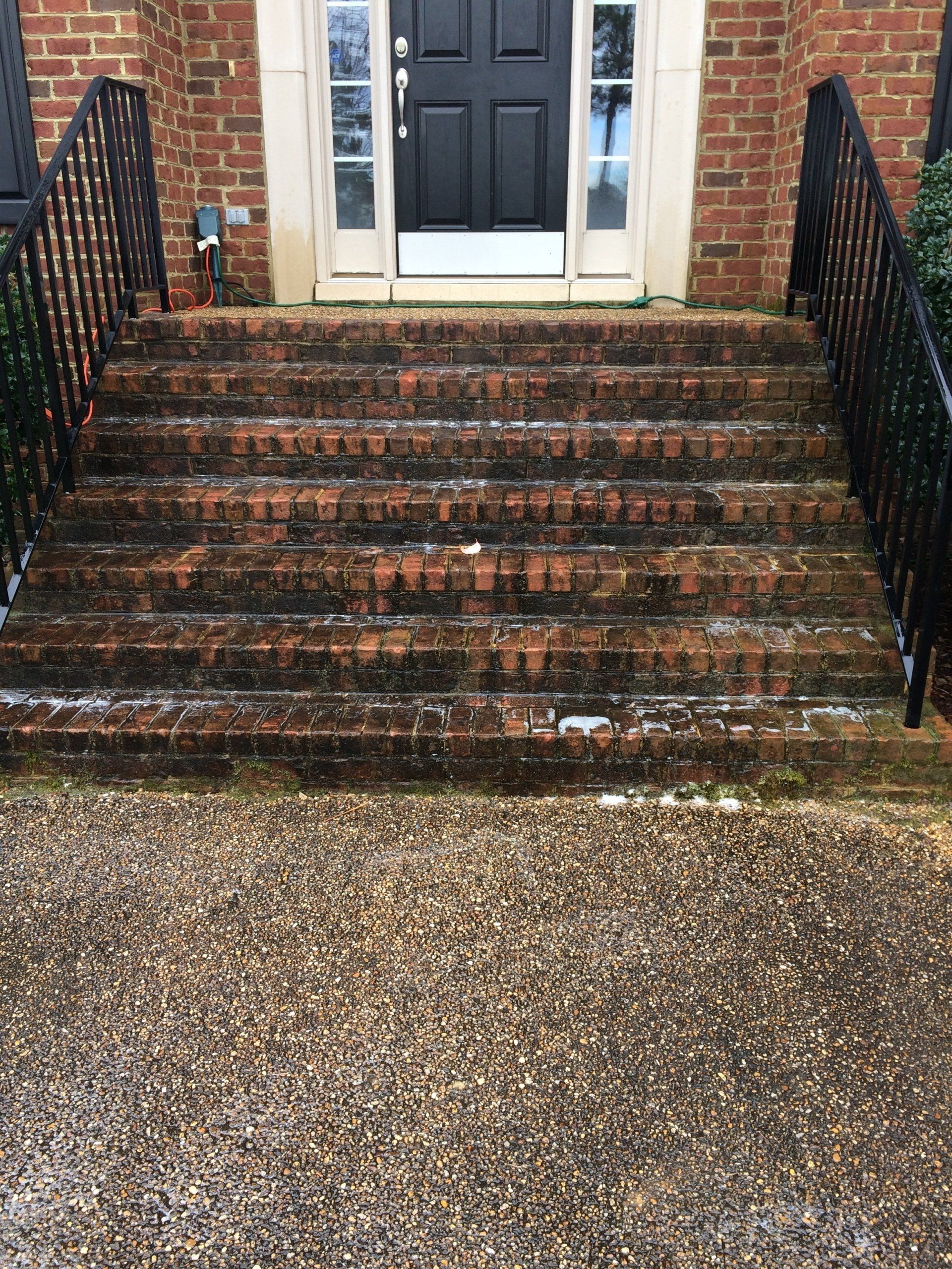 old dirty and wet concrete stairs in front house