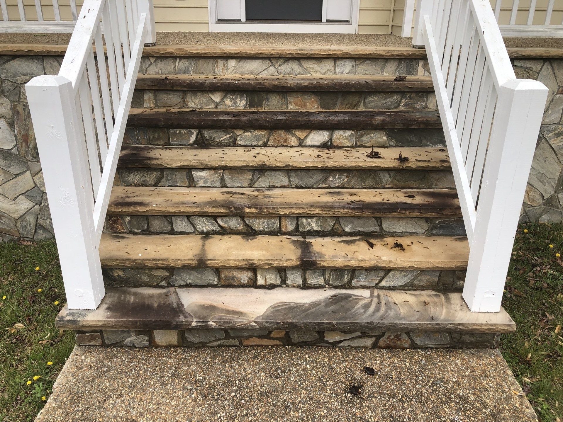 dirty old new look concrete stairs wooden like