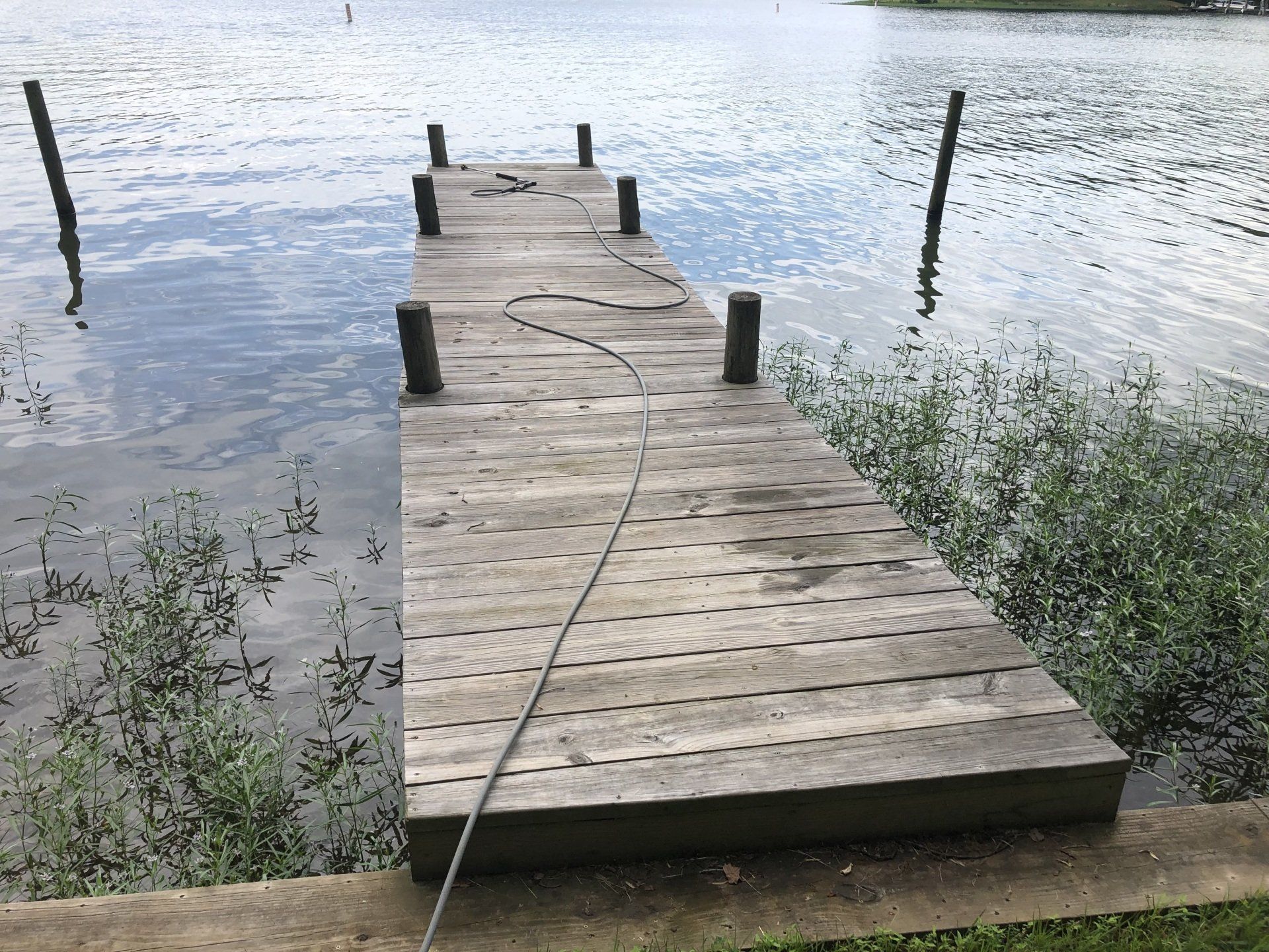 old wooden lake bridge