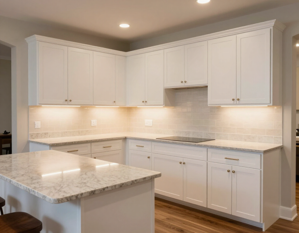 White painted kitchen cabinet installation Dallas Fort Worth