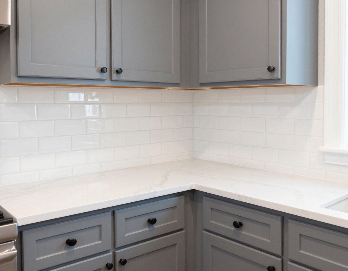 Gray shaker style kitchen cabinet installation DFW