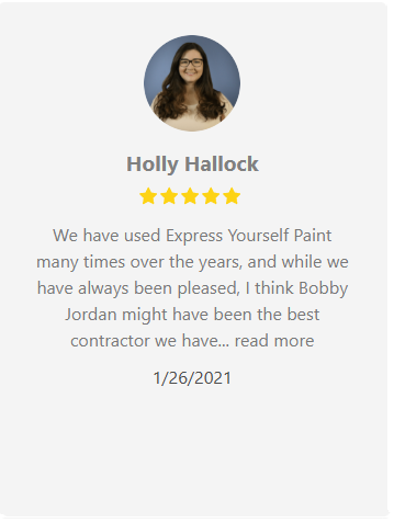 Holly Hallock's review of Express Yourself Paint, with photo and 5-star rating.