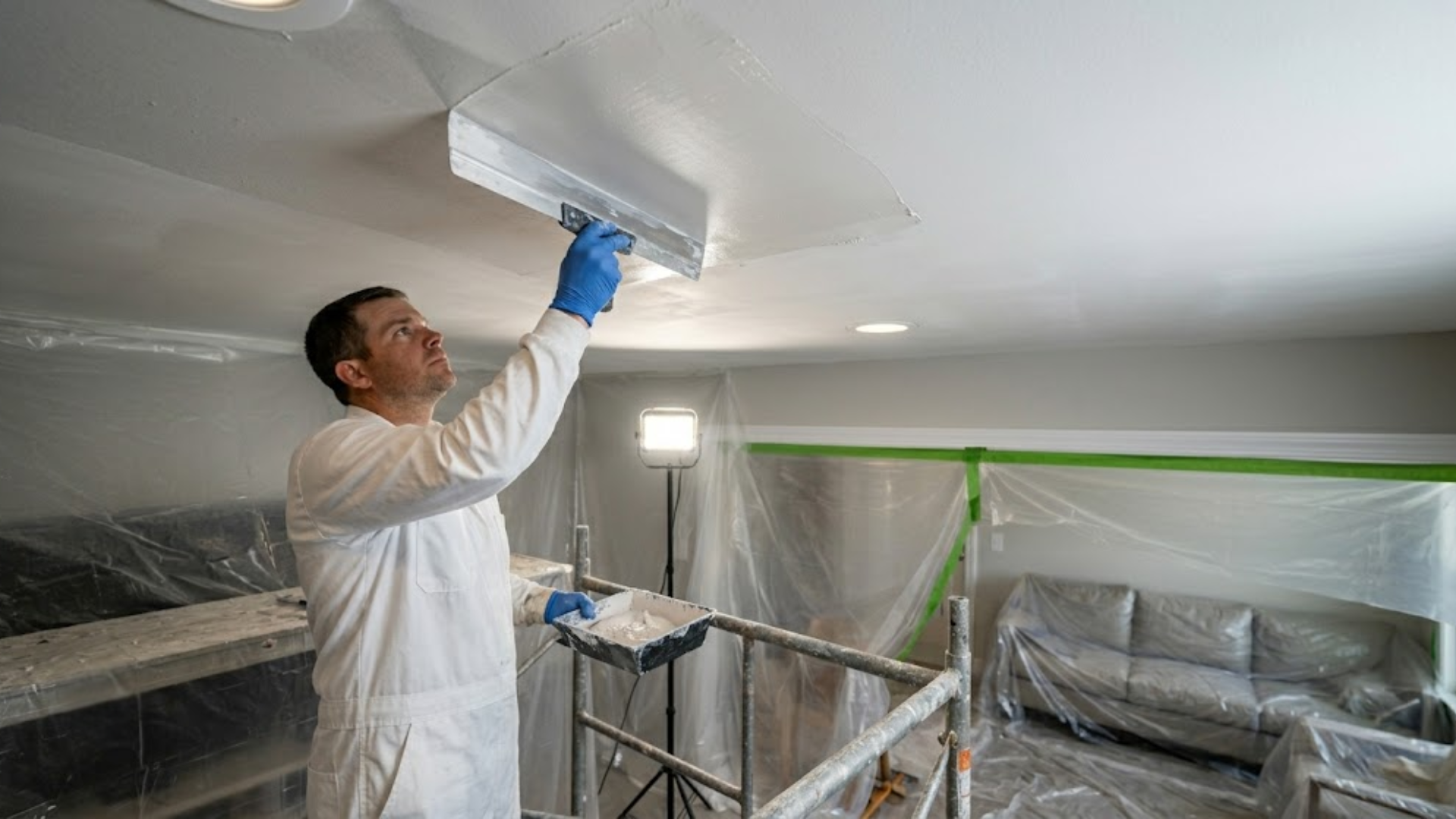 ceiling repair skim coating smooth finish preparation