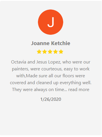 Review of a painting service, with five stars, by Joanne Ketchie