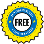 Yellow and blue badge with
