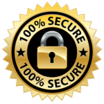 Gold seal with padlock and text