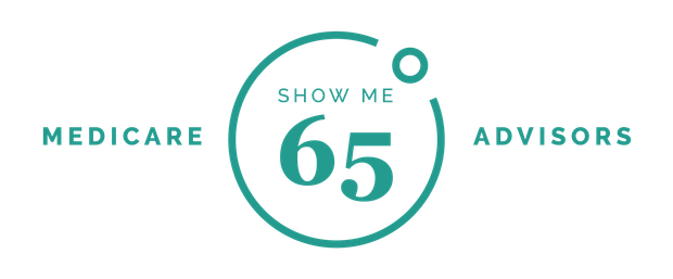 A logo for medicare 65 advisors showing a circle with the number 65 inside of it.