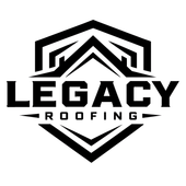 Legacy Roofing gold logo on black background