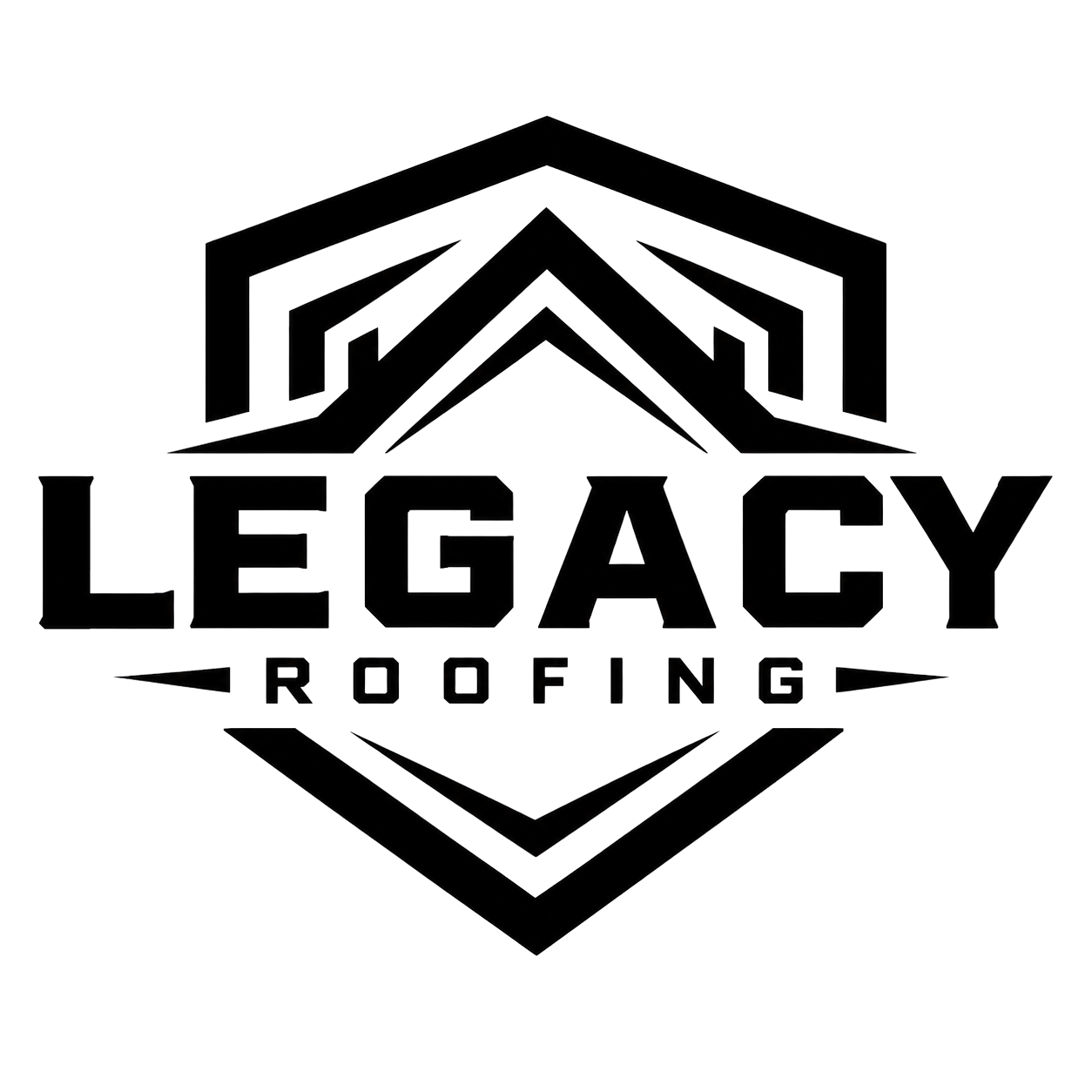 Legacy Roofing gold logo on black background