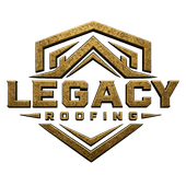 Legacy Roofing gold logo on black background