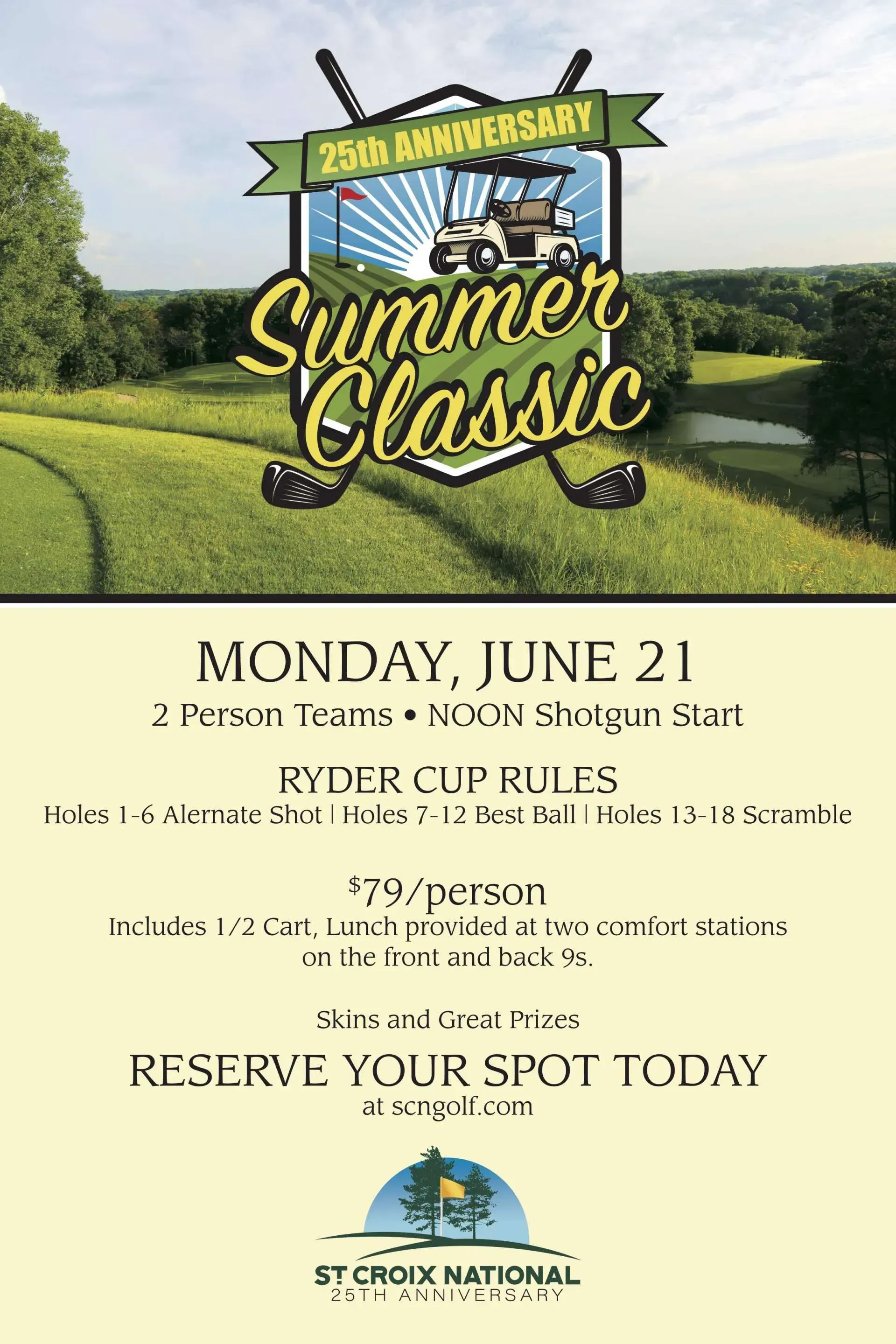 A poster for a summer classic golf tournament on june 21