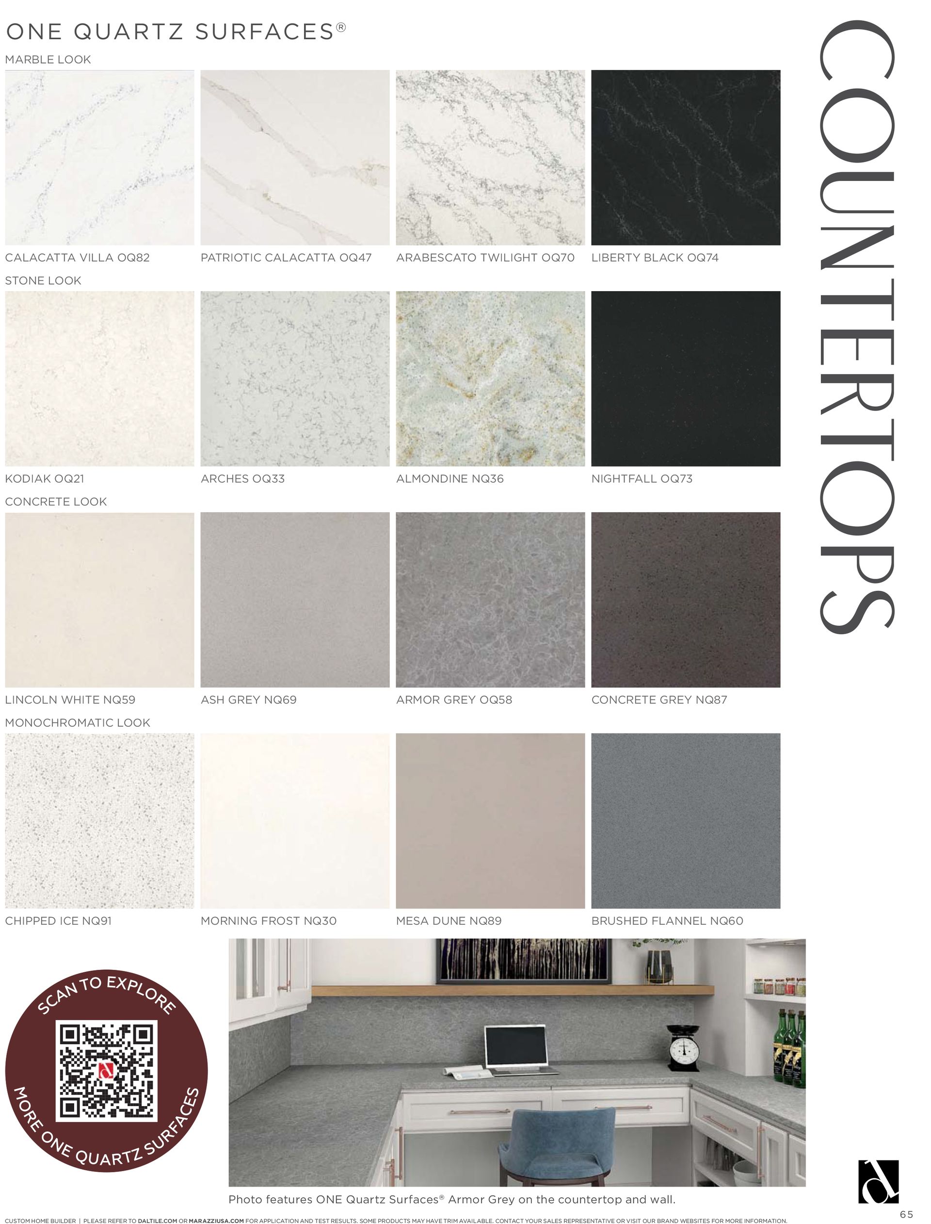 There are many different types of counter tops in this brochure.