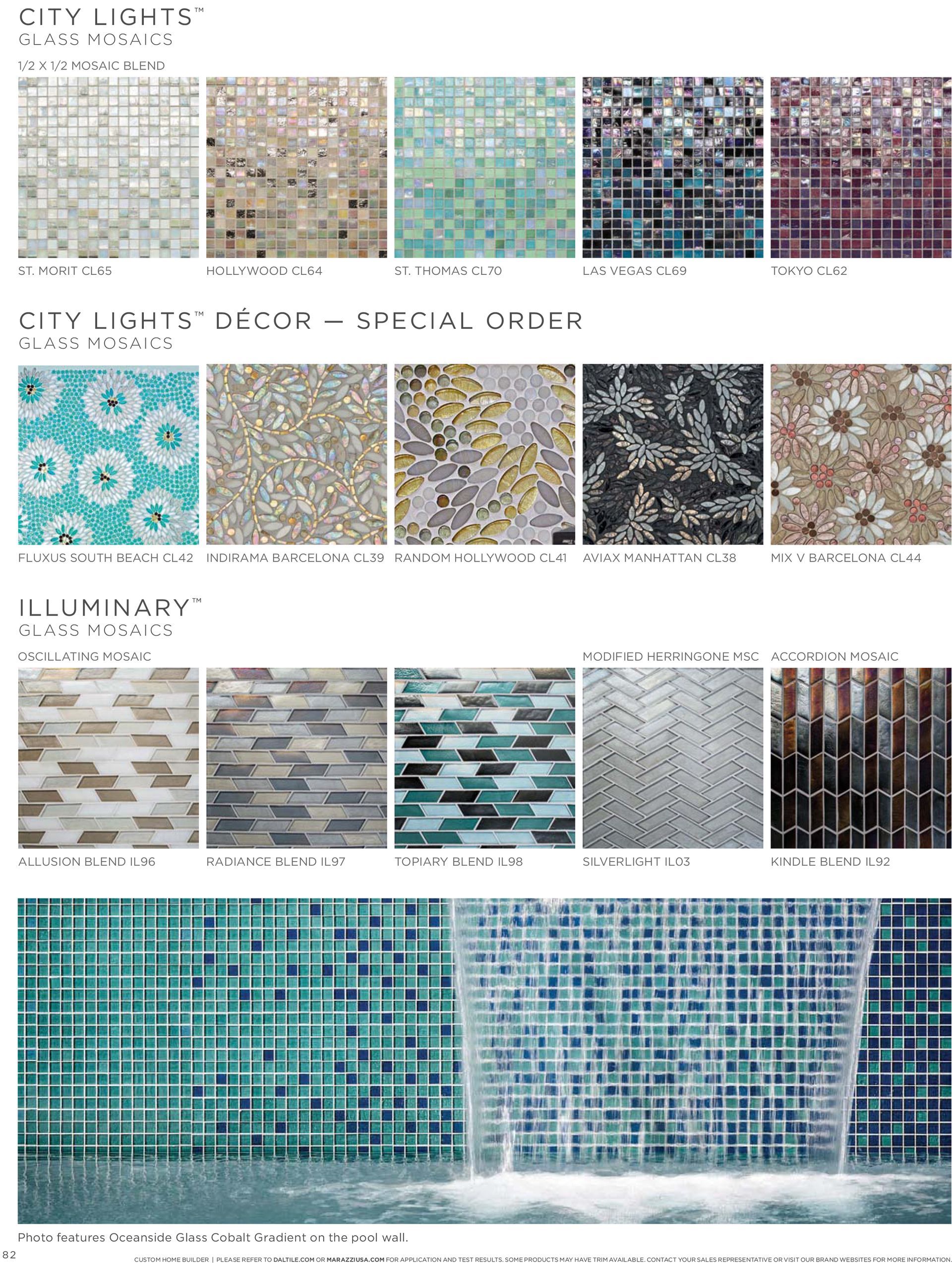 There are many different types of tiles in this brochure.