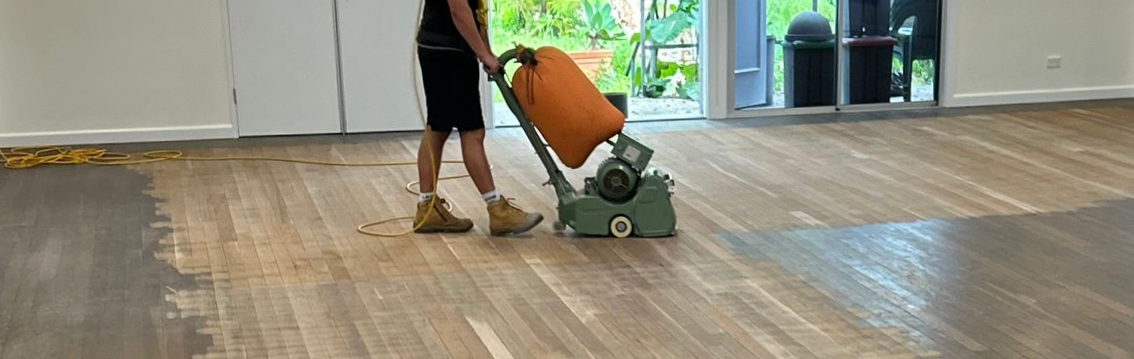 Floor Sander in Use, Sanding a Wooden Floor — CM Timber Flooring in East Ballina, NSW