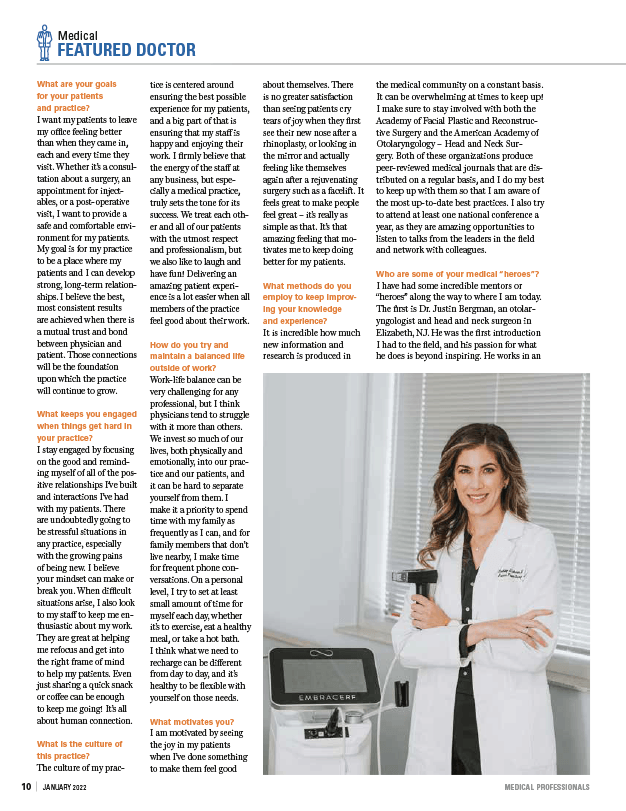 Medical Professionals magazine inner page with article text and a photo of Dr. Guthrie