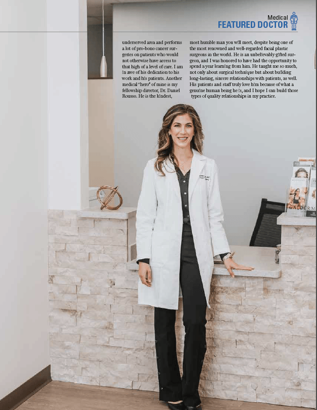 Medical Professionals magazine inner page with a photo of Dr. Guthrie at office front desk
