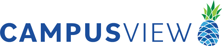 CampusView logo with blue text and a pineapple icon