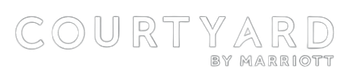 Courtyard by Marriott logo in gray text on a transparent background