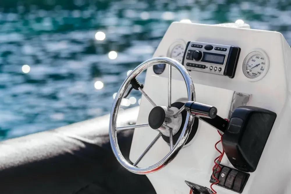 Boat Steering Wheel and Dashboard — Ocean Mate Marine Services in Coomera, QLD
