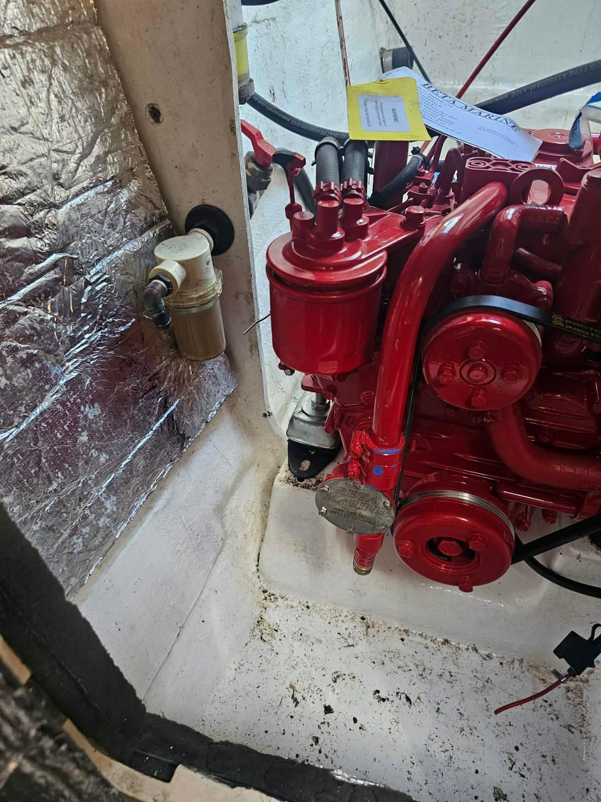 A Bright Red Marine Diesel Engine — Ocean Mate Marine Services in Coomera, QLD
