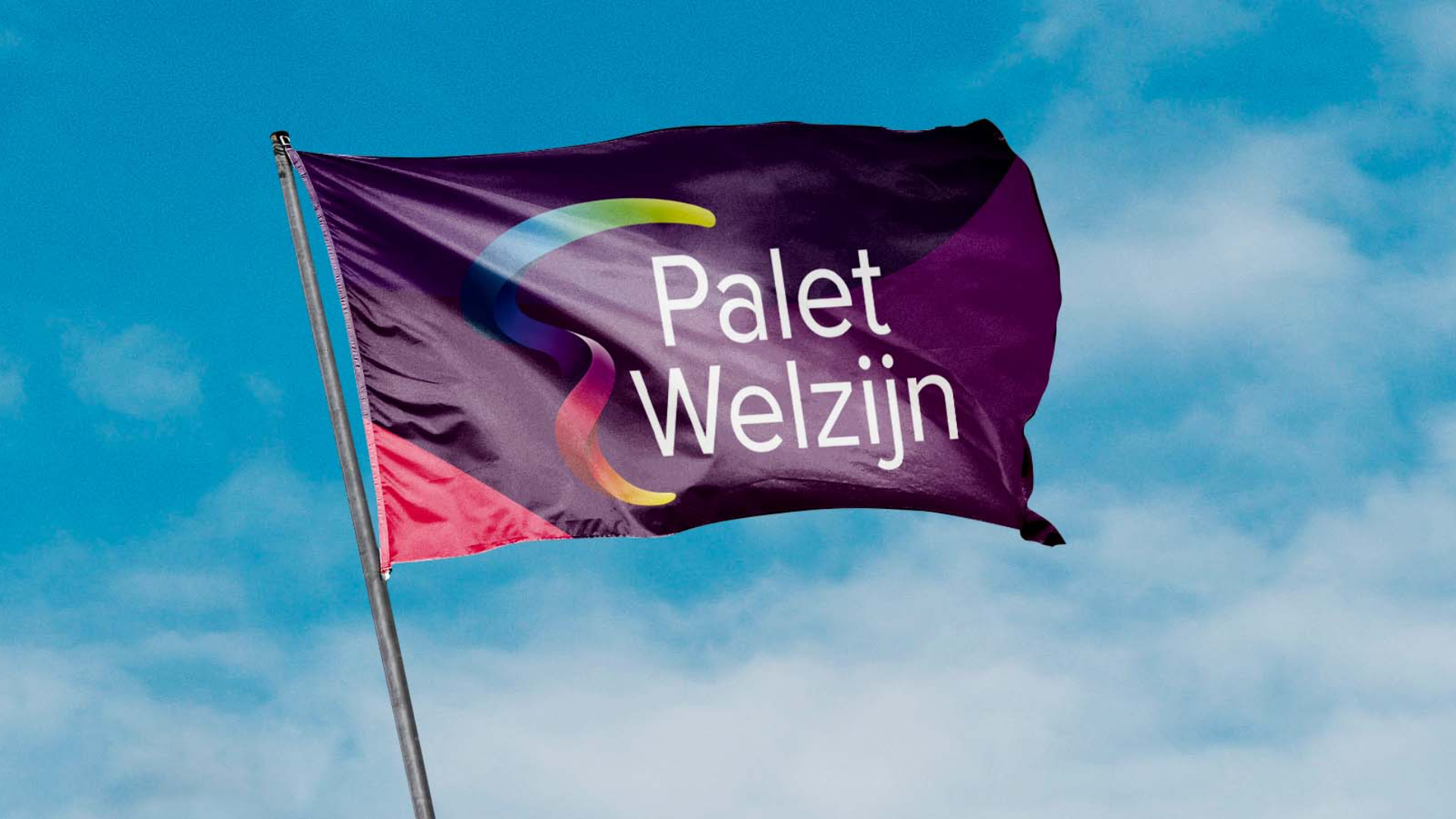 Een paarse vlag met de woorden palet welzijn erop