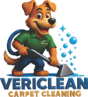 Logo for FreshClean Carpet Care featuring a blue square icon with a green bucket and mop next to the company name.