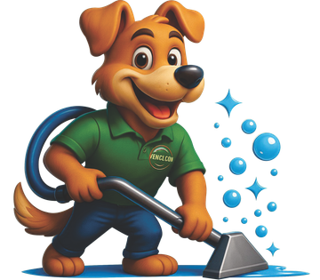 An icon of a green bucket and a mop next to the orange text 