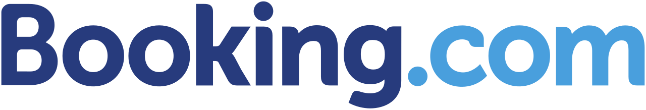Booking.com-Logo in blauer Schrift auf weißem Hintergrund