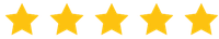 Five gold stars in a row on a white background