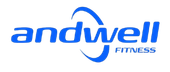 Andwell Fitness blue logo with stylized swoosh