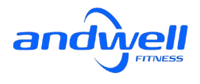 Andwell Fitness blue logo with stylized swoosh