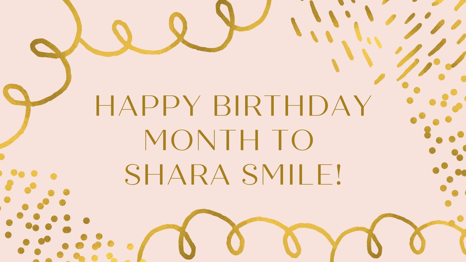Pink birthday card with gold accents, text Pink birthday card with gold accents, text