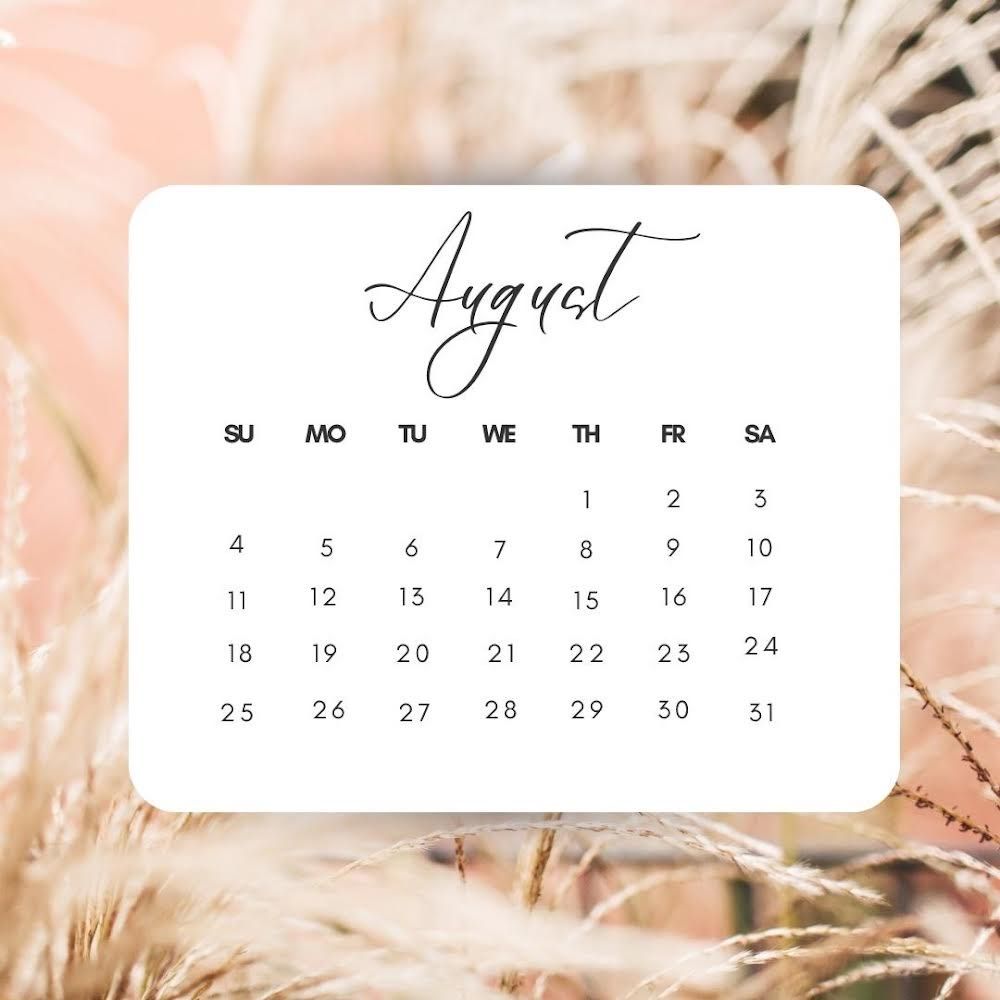 August 2024 Calendar — Franklin, TN — Shara Smile August 2024 Calendar — Franklin, TN — Shara Smile