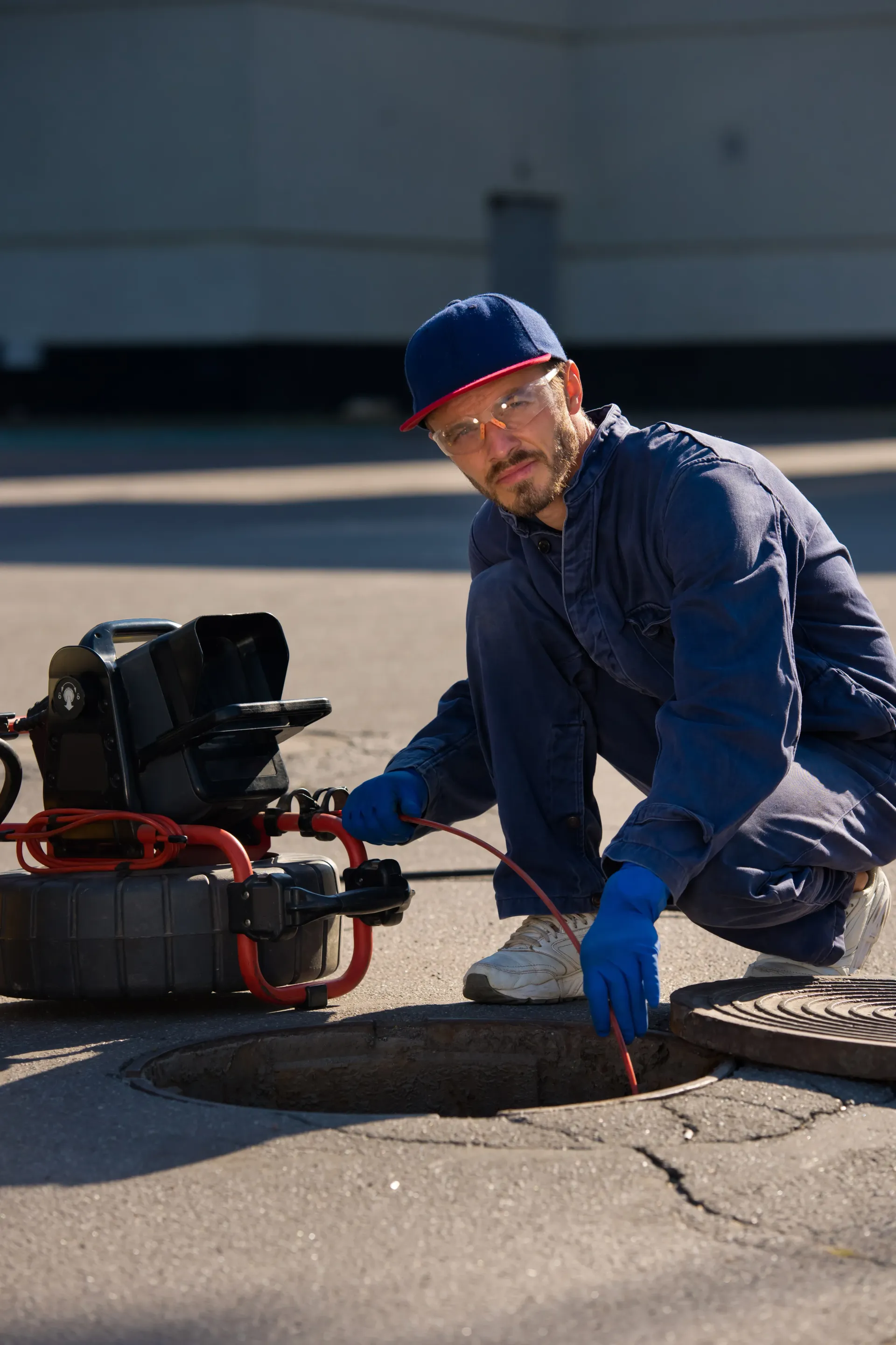 Top Grade Plumbing technician prepared to perform a sewer camera inspection in Bakersfield CA