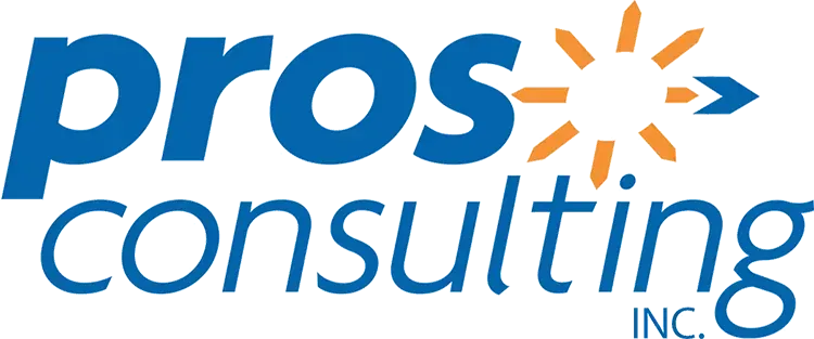 A blue and orange logo for pros consulting inc.