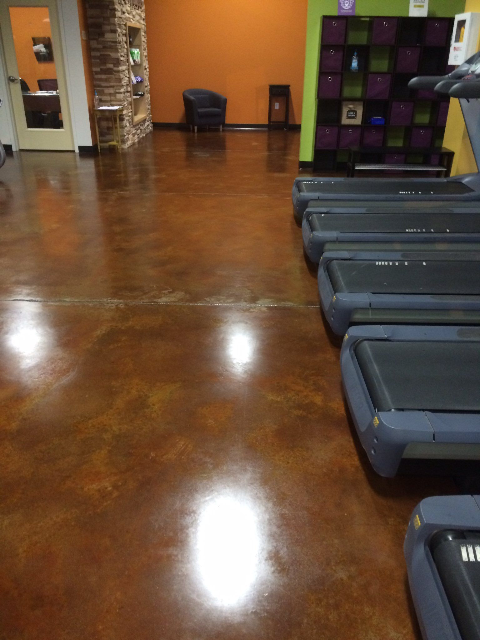 After photo of a gym floor after professional floor polishing