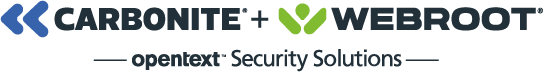 Logotipo de Carbonite y Webroot Security Solutions.