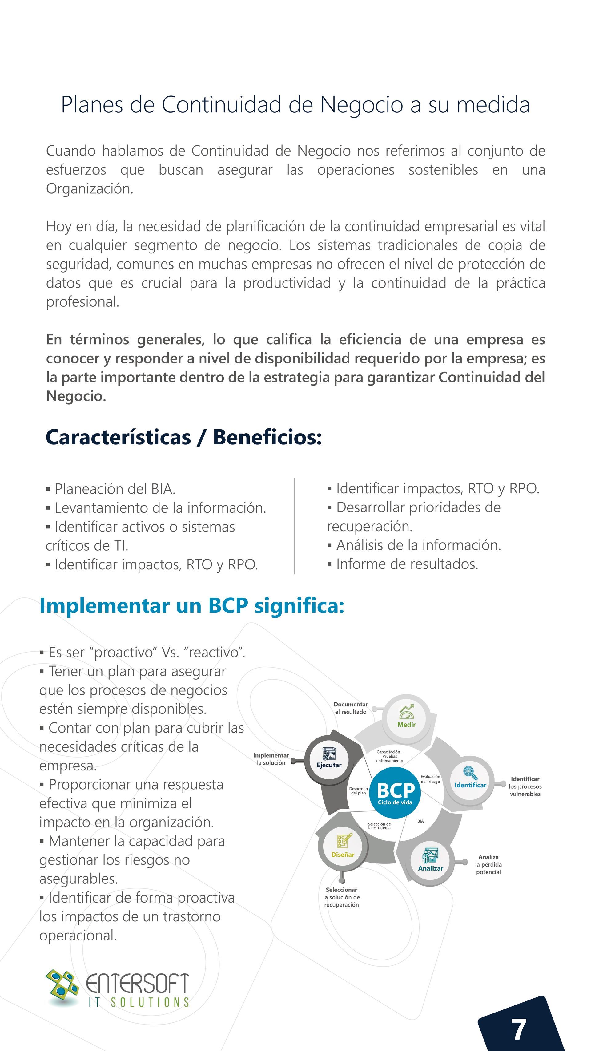 BIA, RTO y RPO”, “DRP y DRaaS”, “Recuperación ante ransomware