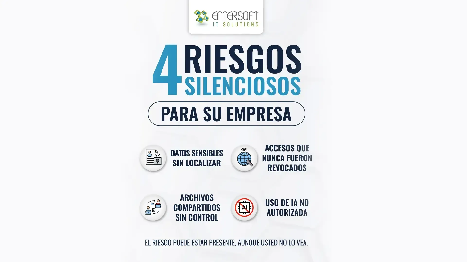datos sensibles sin localizar, accesos no revocados, archivos compartidos sin control y uso de IA no
