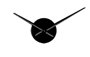 Orologio da parete nero con lancette nere su sfondo bianco.