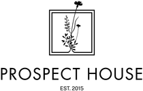 A logo for Prospect House, featuring a line-drawing of a plant inside a square box above the text