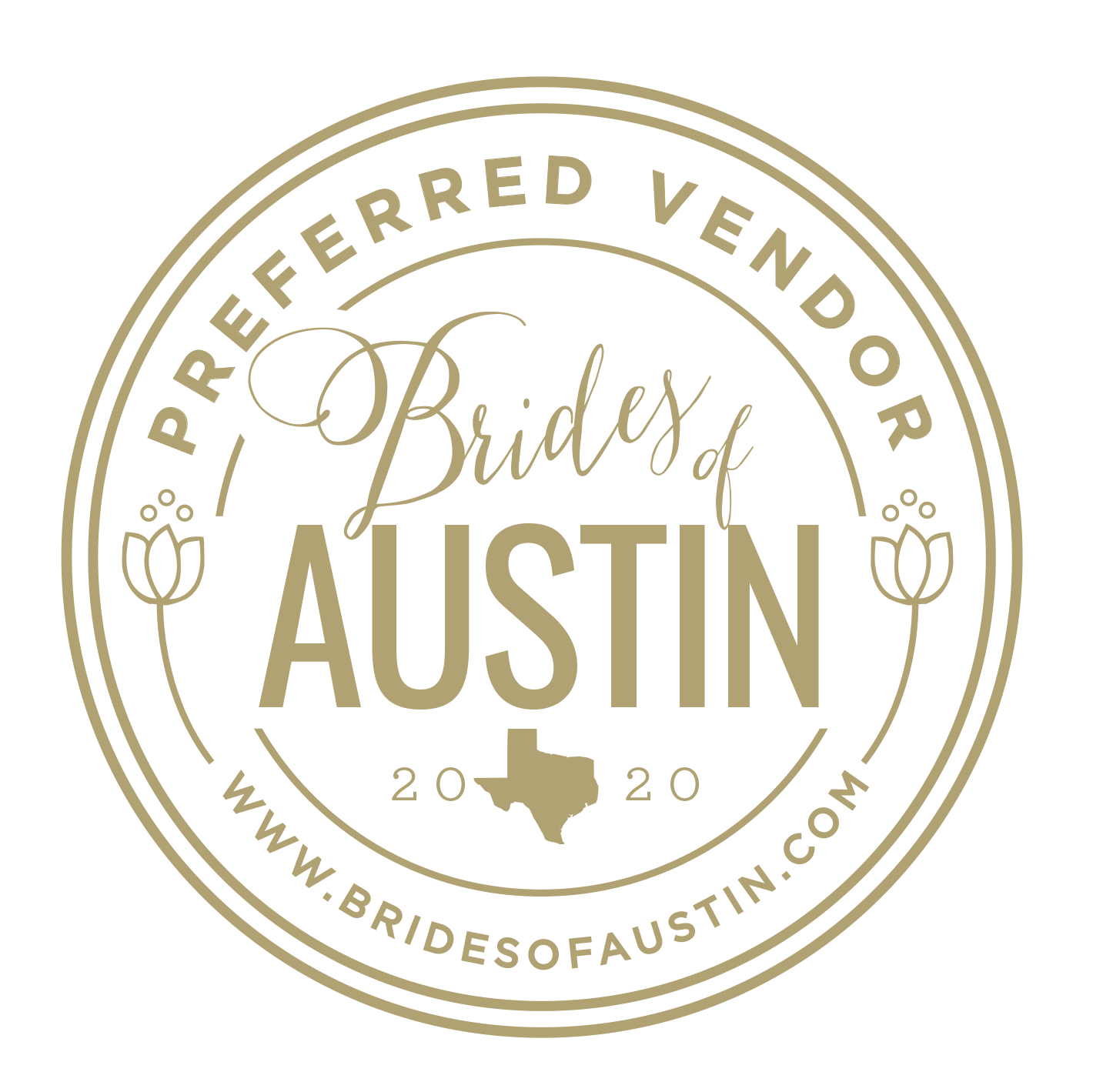 A beige circular logo for 