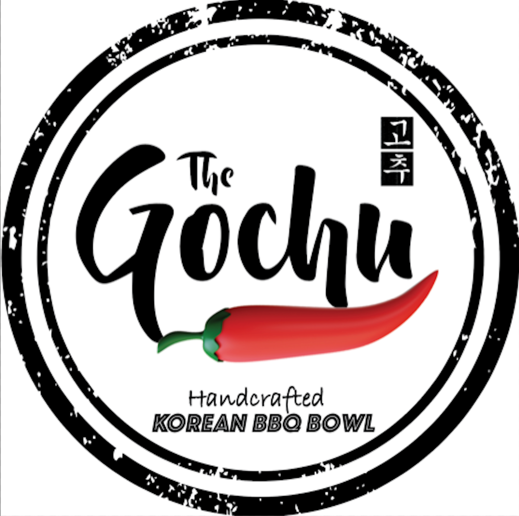 A logo for the gochu handcrafted korean bbq bowl