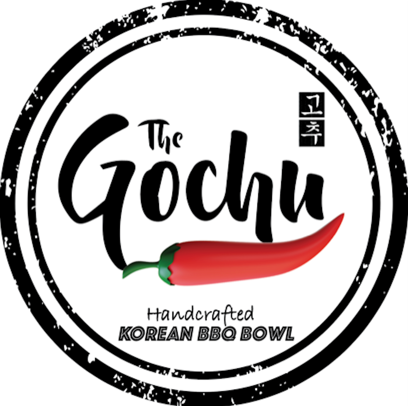 A logo for the gochu handcrafted korean bbq bowl