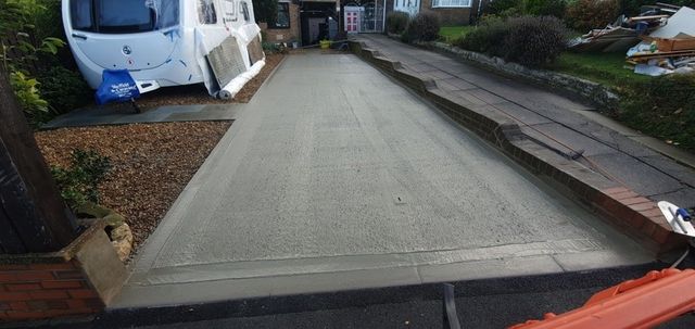 Long concrete driveway beside a caravan in Attercliffe, Sheffield